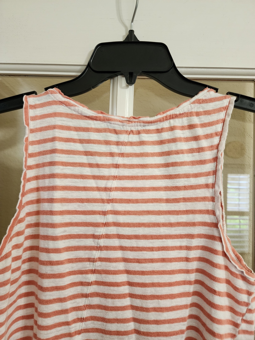 Sanctuary 100% Linen Striped Scoop Neck Tank Top Coral White Small - Picture 7 of 9